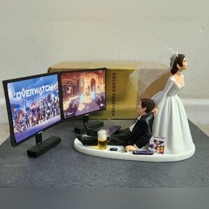 Overwatch Gamer Video Game Wedding Cake Topper